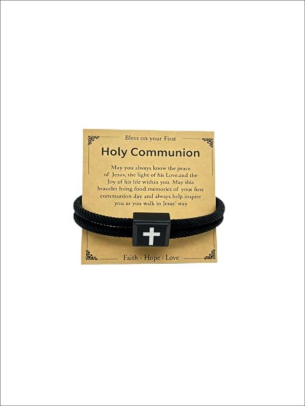Cross Bracelet for Boys First Holy Communion Stainless Steel Adjustable
